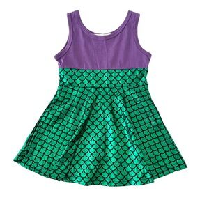 Purple and Green Mermaid Scale Kids Dress | Girls 3T